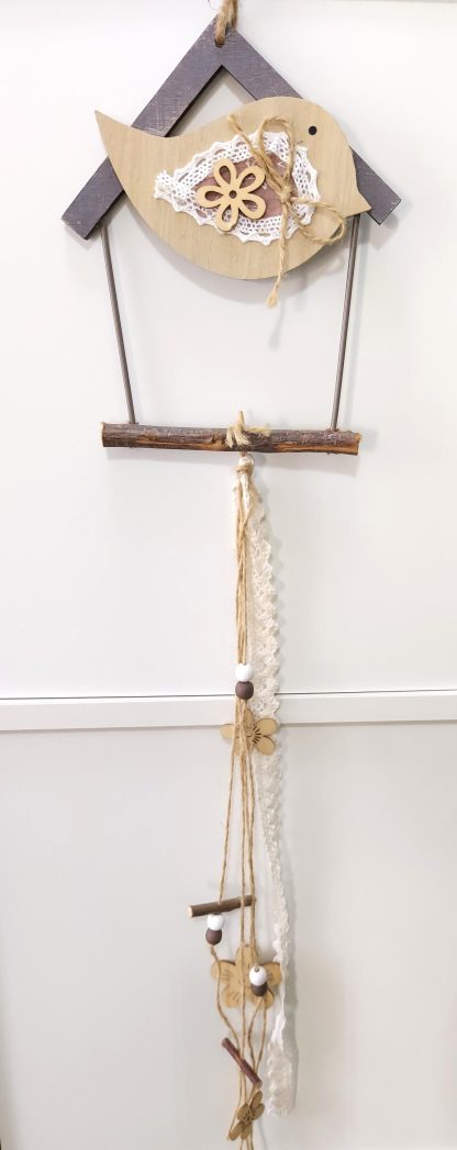 Decorazione da appendere casetta con uccellino - immagine 2