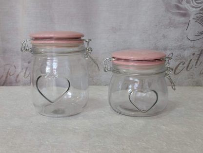 Barattoli in vetro con tappo rosa set da due pezzi - immagine 4