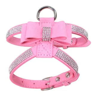 Pettorina rosa con fiocco e strass