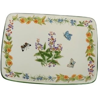 Vassoio bianco fantasia fiori e farfalle