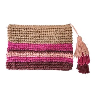 Pochette in paglia con nappa