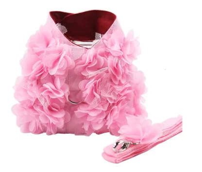 Pettorina con rose di tulle con guinzaglio
