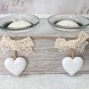 Portacandela grigio con cuori e pizzo - immagine 3