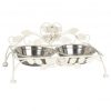 Mangiatoia a doppia ciotola con supporto in ferro in stile shabby chic