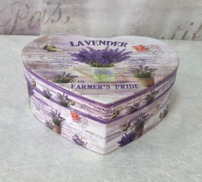 Scatola a forma di cuore disegno lavanda - immagine 3