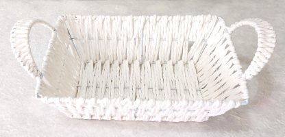Cestino intrecciato bianco rettangolare - immagine 3