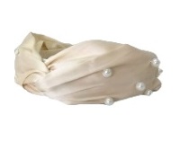 Cerchietto per capelli avorio con perle