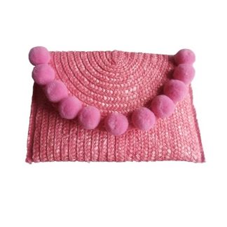 Pochette cartapaglia con pom-pom