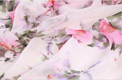 Sciarpa leggera rosa tenue a fiori - immagine 3