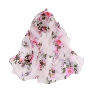 Sciarpa leggera rosa tenue a fiori
