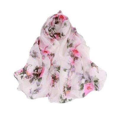 Sciarpa leggera rosa tenue a fiori