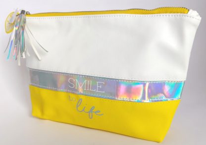 Trousse per cosmetici o prodotti da bagno bianca e gialla - immagine 2