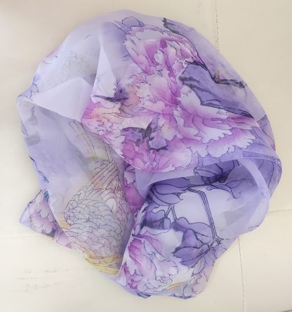 Sciarpa leggera lilla a fiori - immagine 2