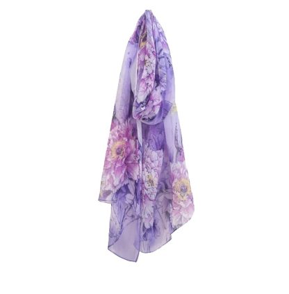Sciarpa leggera lilla a fiori