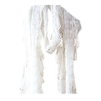 Sciarpa in pizzo bianco con bordo smerlato