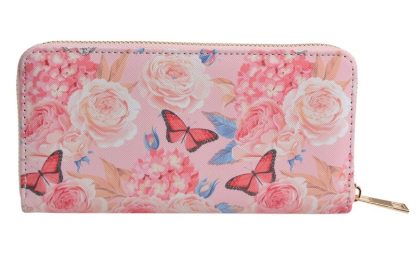 Portafoglio rosa con fiori e farfalle - immagine 2