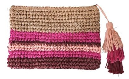 Pochette in paglia con nappa - immagine 2
