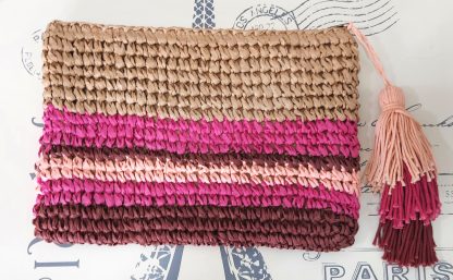Pochette in paglia con nappa - immagine 3