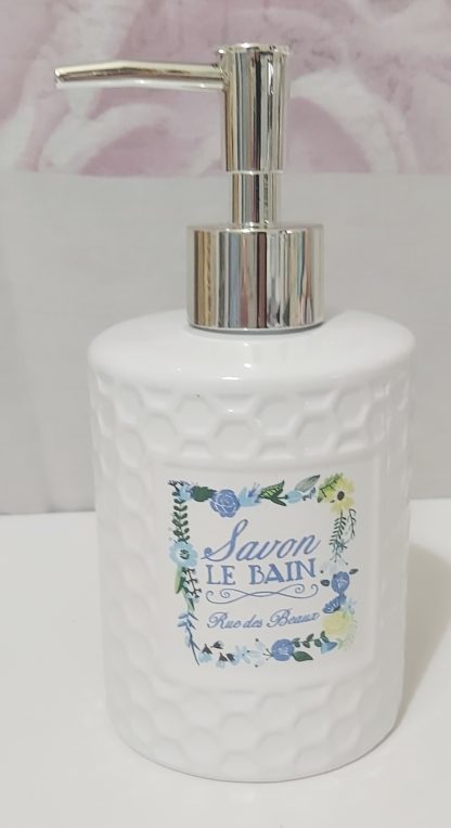 Dispenser per liquido bianco con stampa celeste - immagine 2
