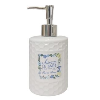 Dispenser per liquido bianco con stampa celeste