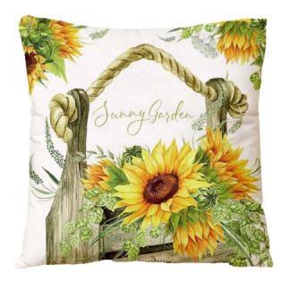 Copricuscino bianco fantasia girasoli