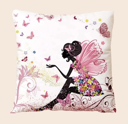 Copricuscino bianco fantasia fairy con farfalle - immagine 2