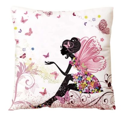 Copricuscino bianco fantasia fairy con farfalle
