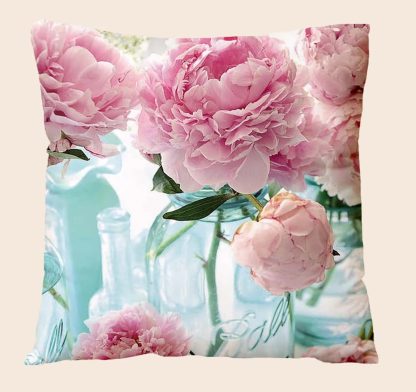 Copricuscino trasparenze e peonie rosa - immagine 2