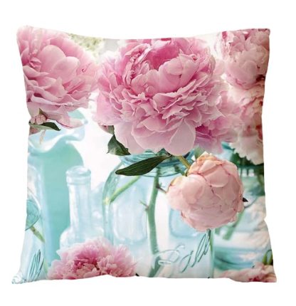 Copricuscino trasparenze e peonie rosa