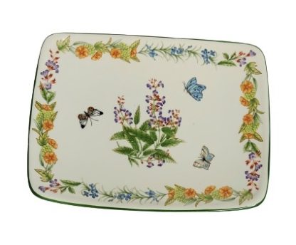 Vassoio bianco fantasia fiori e farfalle - immagine 2