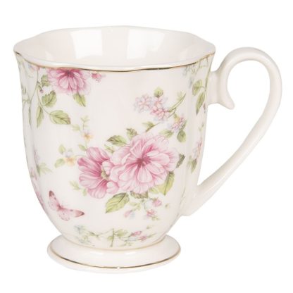 Tazza mug in porcellana a fiori rosa - immagine 2