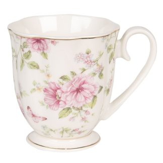 Tazza mug in porcellana a fiori rosa