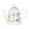 Teiera in porcellana a fiori con infusore - immagine 2