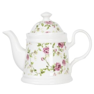 Teiera in porcellana a fiori con infusore
