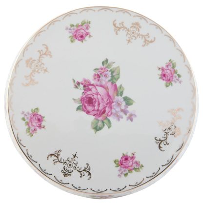 Alzata per torta a fiori con decori dorati - immagine 2