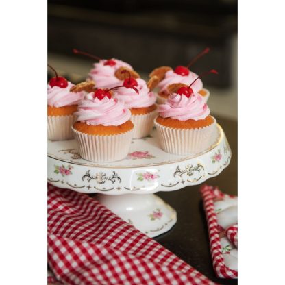 Alzata per torta a fiori con decori dorati - immagine 4