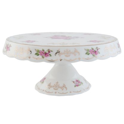 Alzata per torta a fiori con decori dorati