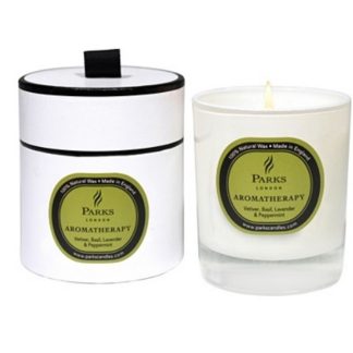 Candela profumata aromatherapy Vetiver Basilico Lavanda e menta Piperita