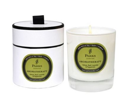 Candela profumata aromatherapy Vetiver Basilico Lavanda e menta Piperita