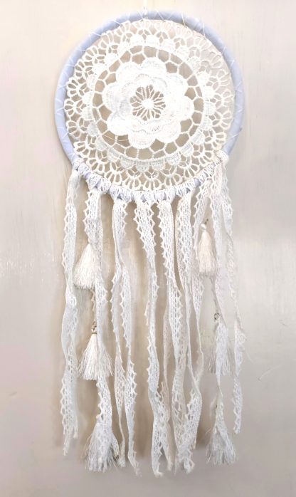 Dreamcatcher grande bianco con pizzo - immagine 2