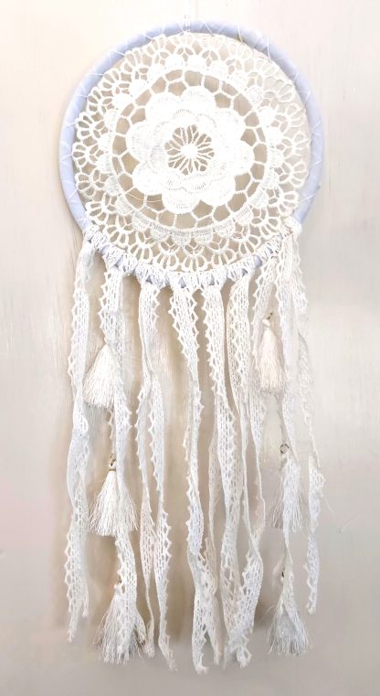 Dreamcatcher grande bianco con pizzo - immagine 3