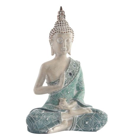Buddha seduto con abito turchese
