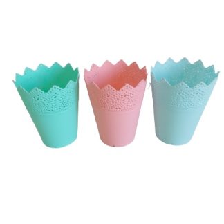 Set tre vasi pastello pizzo
