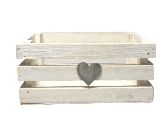 Scatola legno con cuore grigio piccolo