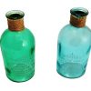 Coppia piccole bottiglie azzurro e verde