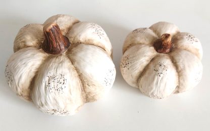 Coppia di zucche decorative bianche - immagine 3