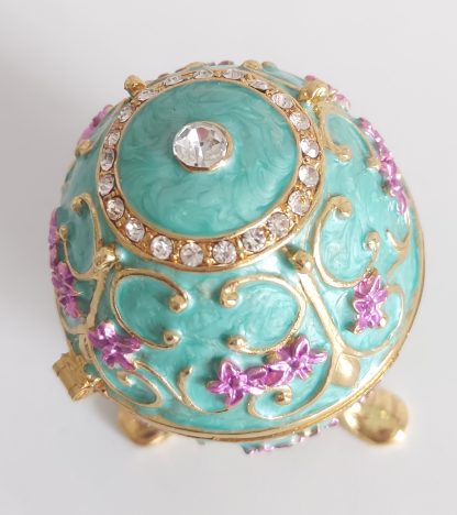 Uovo portagioielli azzurro con fiori rosa - immagine 4