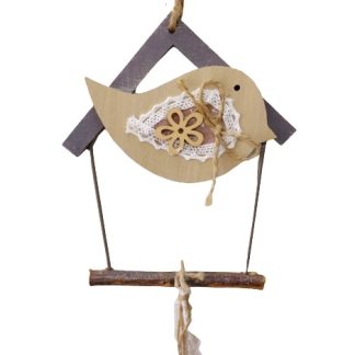 Decorazione da appendere casetta con uccellino