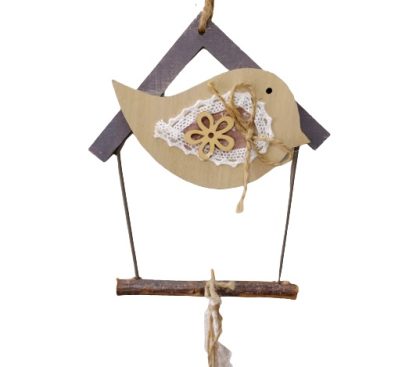 Decorazione da appendere casetta con uccellino