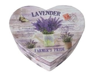 Scatola a forma di cuore disegno lavanda